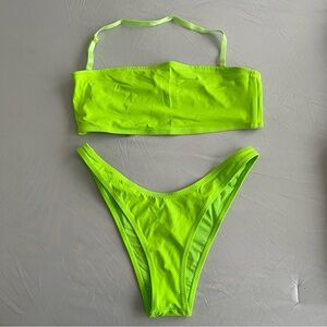 Skims Swim Neon Green Bikini Bandeau and Bottoms - Size Medium